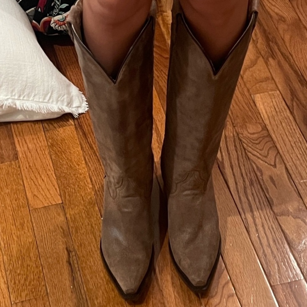 Stetson Brown Suede Western Knee-High Boots - Picture 2 of 6
